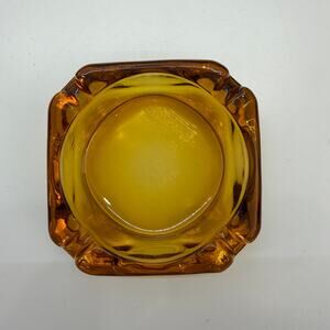 Vintage Amber Glass Ashtray MCM Mid Century